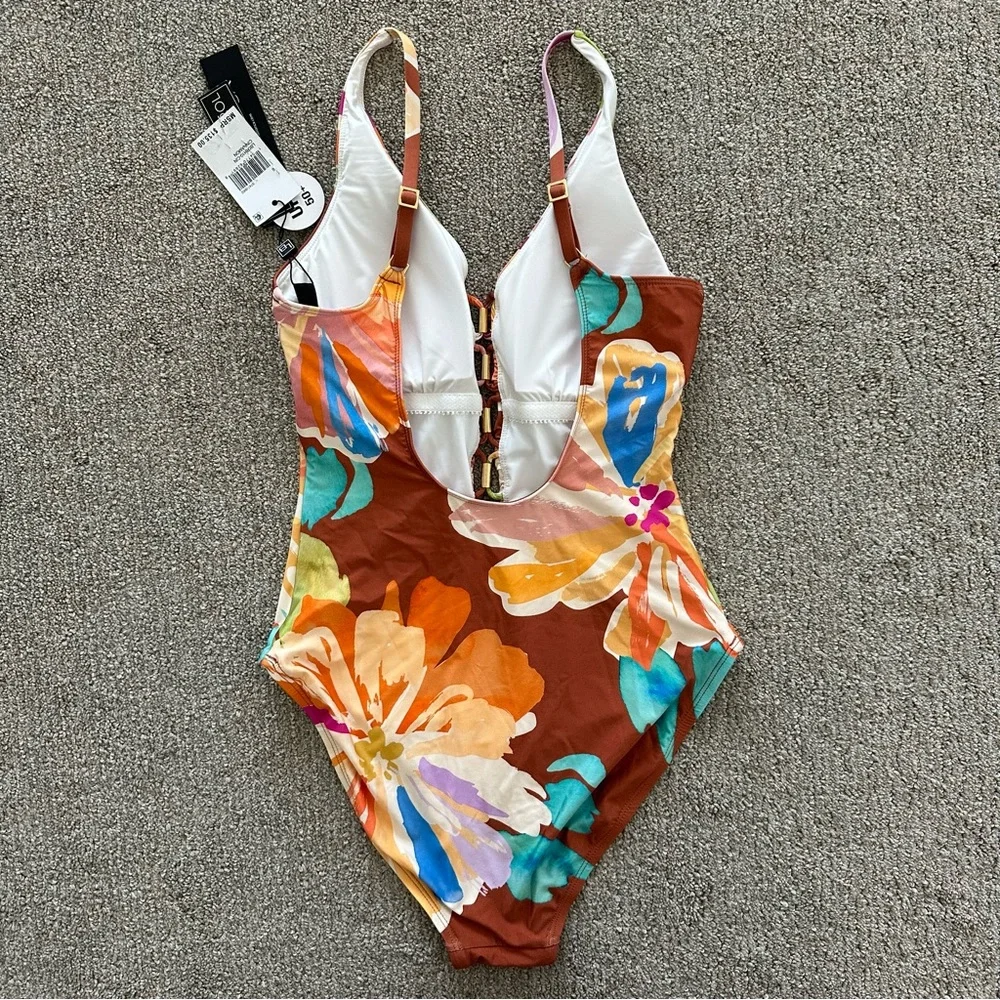 La Blanca Saharan Sands Plunge One‎ Piece Swimsuit Size 6